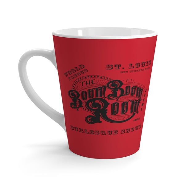 Mug - Latte Mug - Red With Black Boom Boom Room Marquee Logo