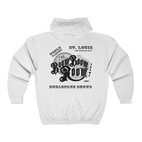 Hoodie - Boom Boom Room - Marquee Logo - Black On Three Color Choice - Red Blue White