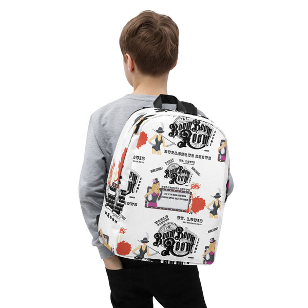 Backpack - Minimalist Style - White With Marque Vintage Style Artwork