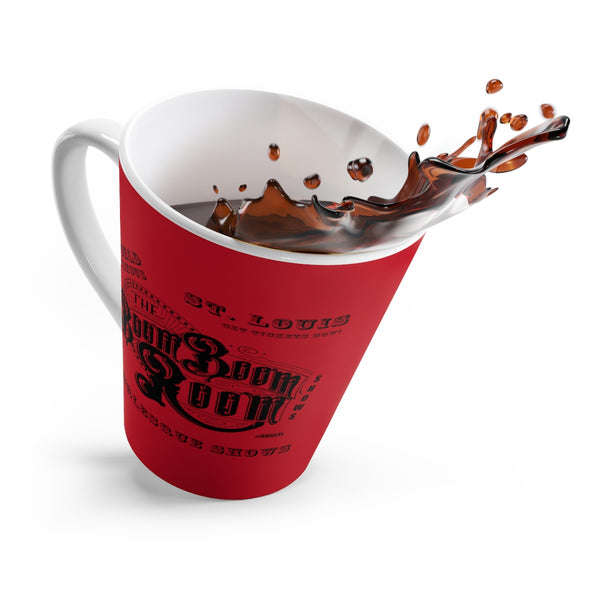 Mug - Latte Mug - Red With Black Boom Boom Room Marquee Logo